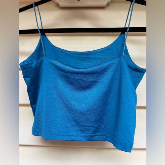 Topshop ? Blue cropped top with lining, thin straps, size Small - Picture 4 of 5